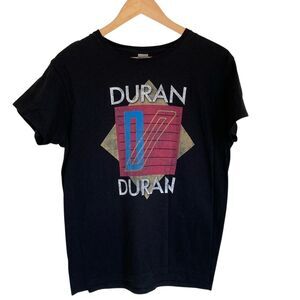 Gilden Duran Duran Logo Band T-shirt Short Sleeve Size L Black 80's‎ Classic